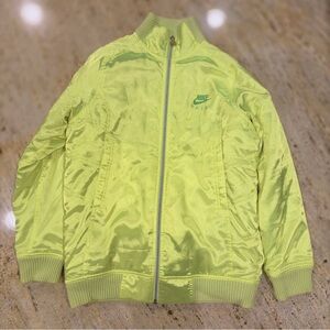 Vintage Women Nike Air Satin Track Jacket Neon Lime Green Yellow Volt Y2K Era